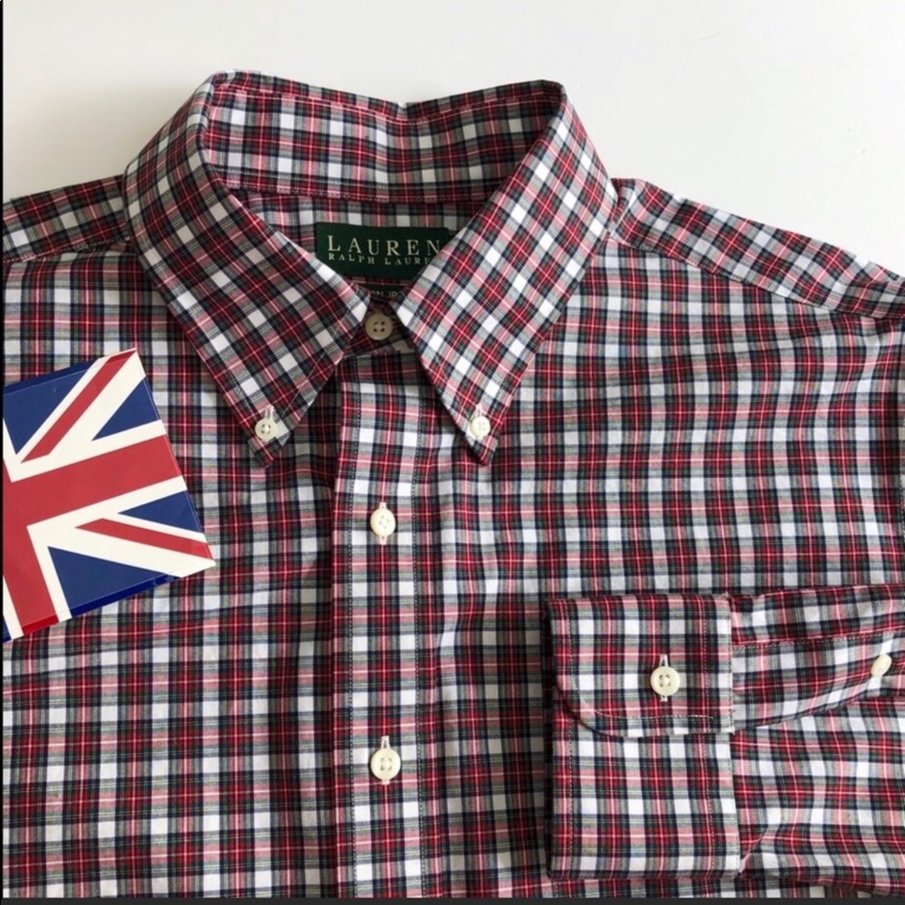 Ralph Lauren Men’s No Iron Plaid Button Down Shirt